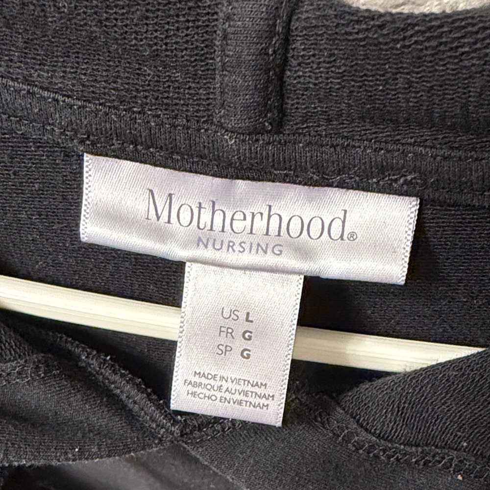 Motherhood maternity Women’s Nursing Black Hooded Pullover Sweatshirt size Large - Picture 6 of 11